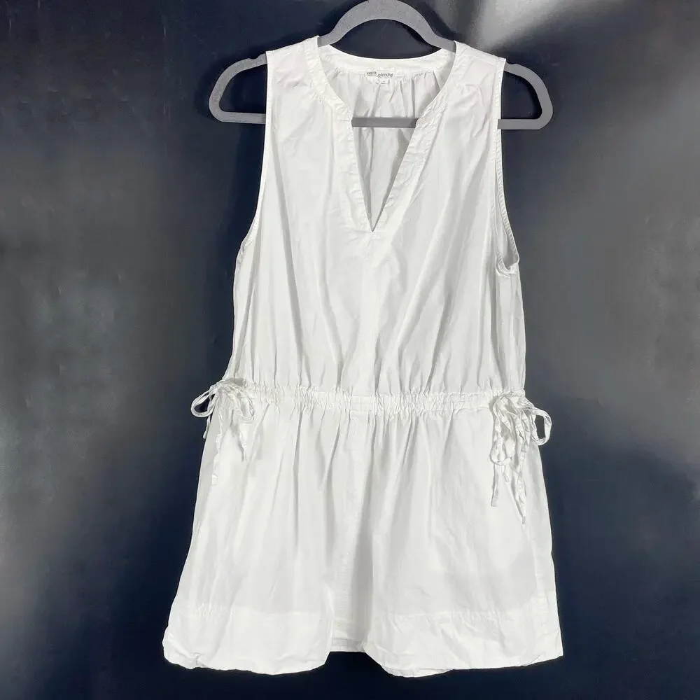 Splendid Chase Cotton Poplin Dress White Mini Drawstring Waist Sleeveless Sz L - Picture 4 of 11